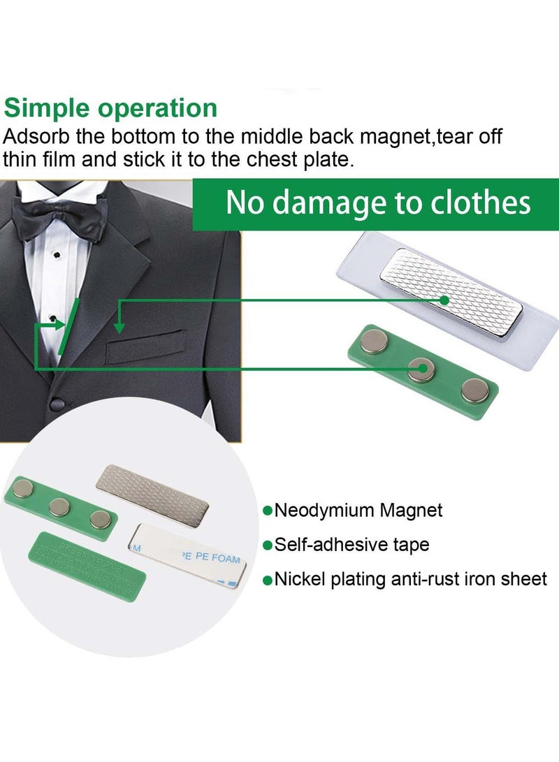 Magnetic Name Tag, 20 Pcs Magnetic Badge Holder for Clothes, Metal Magnetic Tags with 3 Neodymium Magnets
