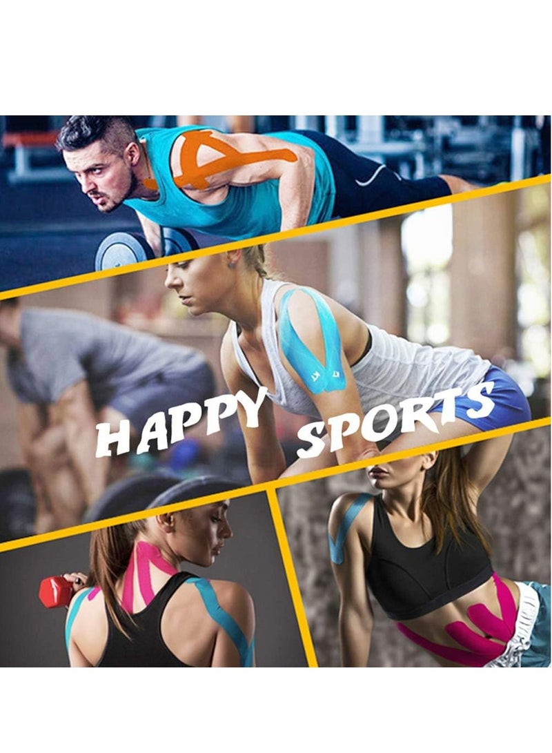 Joyelink 4 Rolls Waterproof Breathable Kinesiology Tape, Athletic Elastic Kneepad Muscle Pain Relief Knee Taping for Gym Fitness Running Tennis Swimming Football - Image 5