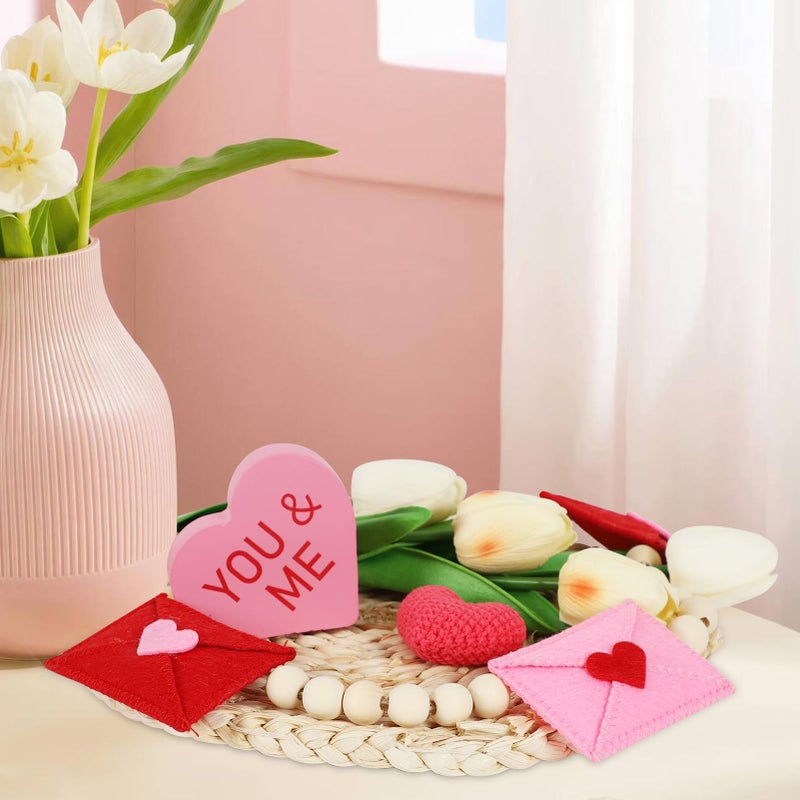 DAZONGE Retro Valentines Day Decor, Felt Envelope Wood Bead Valentines Garland Banner, Valentineâ€™s Day Banner for Wedding, Anniversary Decor - Image 4
