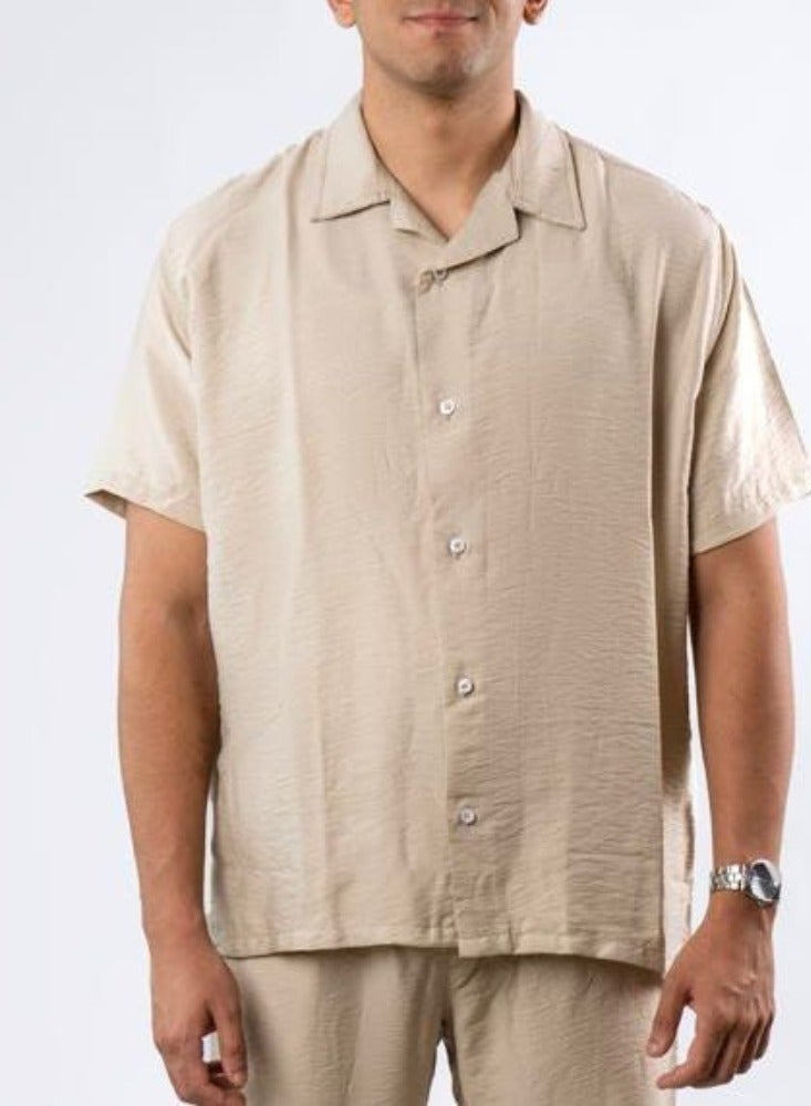 Short Sleeve Linen Shirt, Available in Beige, White, Black  - Image 2