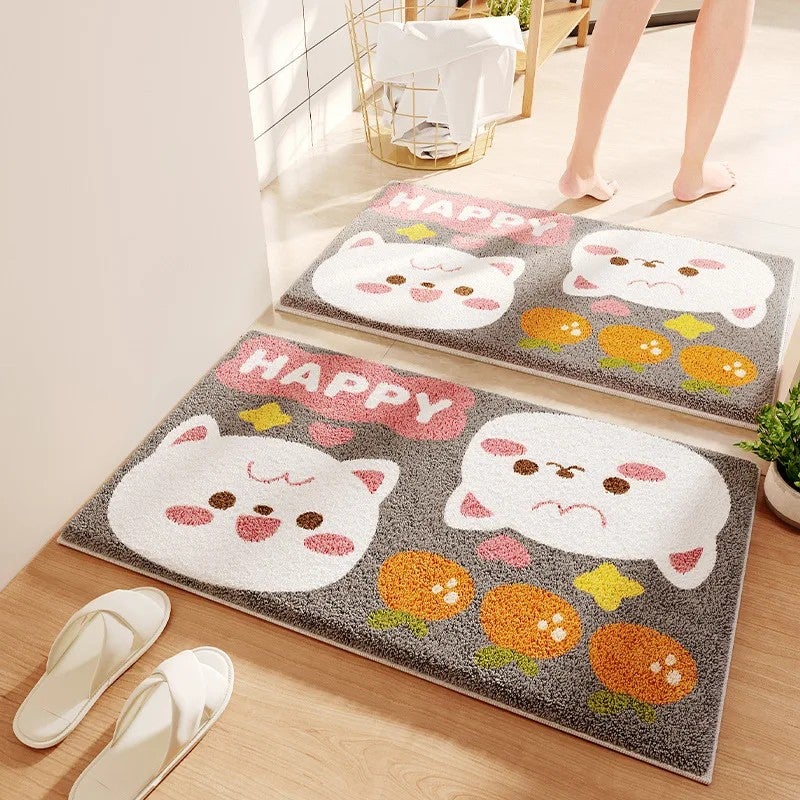 Y&D Cute Cartoon Bath Mat Non-Slip Soft Bathroom Rug - Colorful Modern Absorbent Toilet Door Rug, Dirt Resistant, Home Decor Bath Mats - Image 1