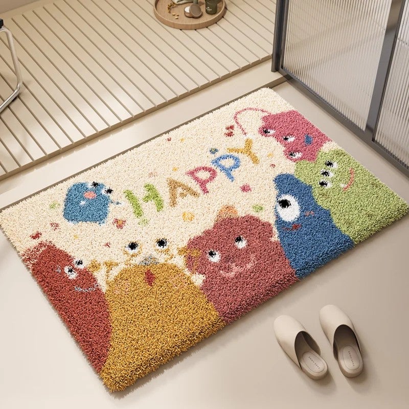 Y&D Cute Cartoon Bath Mat Non-Slip Soft Bathroom Rug - Colorful Modern Absorbent Toilet Door Rug, Dirt Resistant, Home Decor Bath Mats - Image 5