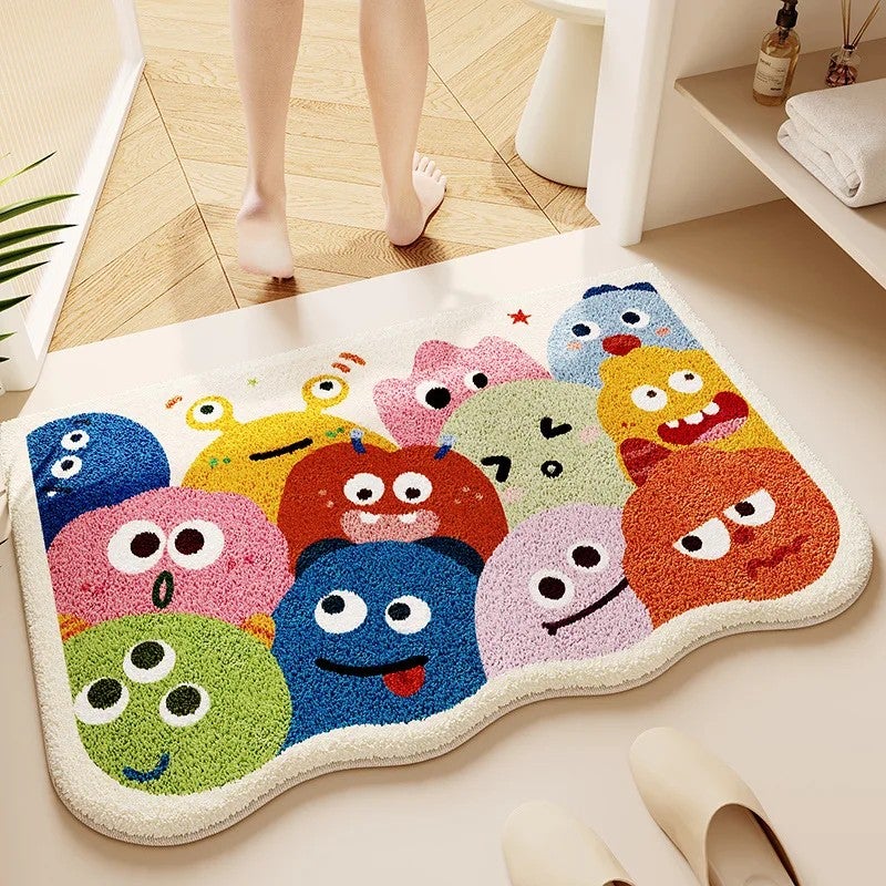 Y&D Cute Cartoon Bath Mat Non-Slip Soft Bathroom Rug - Colorful Modern Absorbent Toilet Door Rug, Dirt Resistant, Home Decor Bath Mats - Image 2