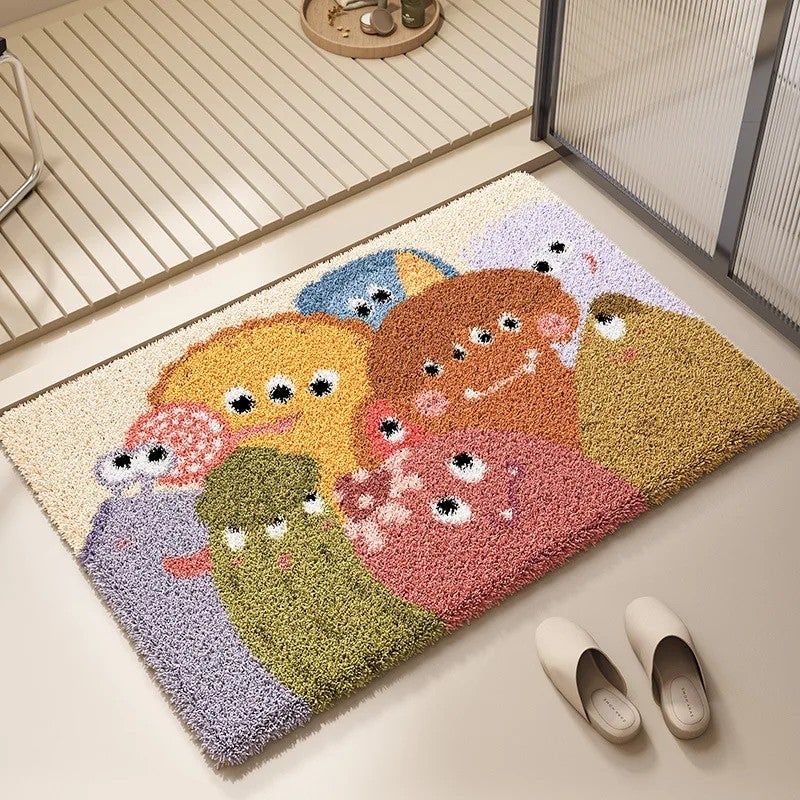 Y&D Cute Cartoon Bath Mat Non-Slip Soft Bathroom Rug - Colorful Modern Absorbent Toilet Door Rug, Dirt Resistant, Home Decor Bath Mats - Image 3