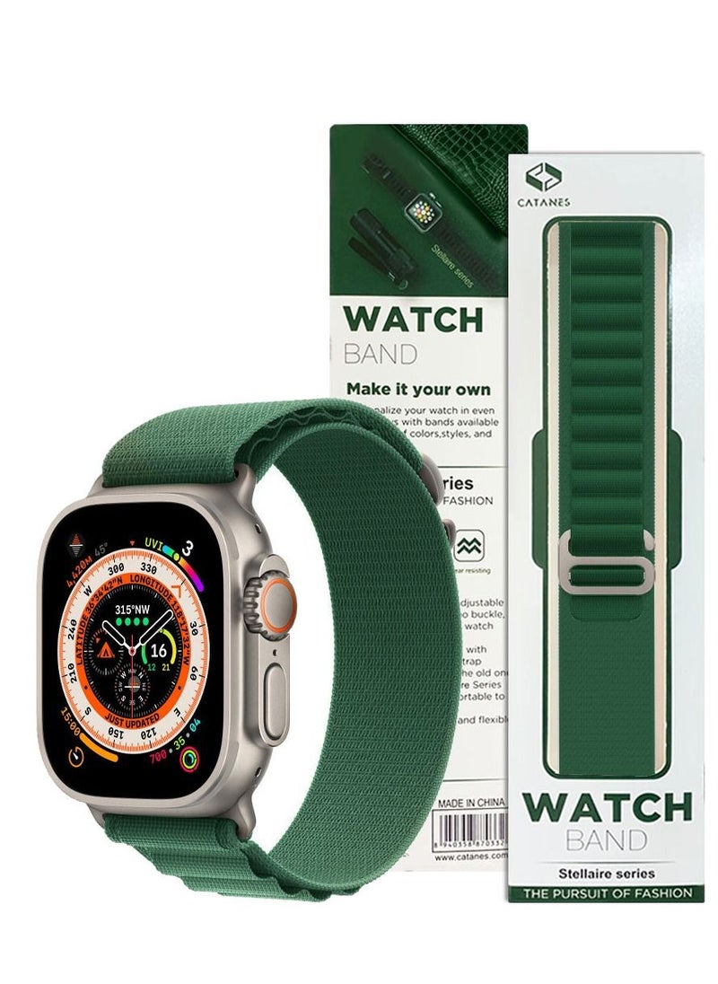 CATANES - Apple Watch Band 49mm 45mm 44mm 42mm Alpine Loop Band Women Men Adjustable with Metal G-Hook Strap for iWatch Ultra Series SE 8/7/6/5/4/3/2/1 Dark Green - Image 1
