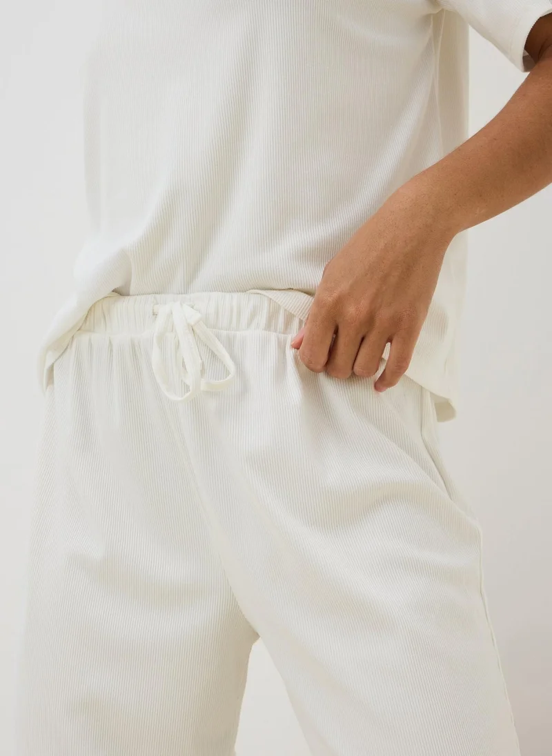 Matalan White Cream Slouch Wide Leg Pyjama Set for Women | Best Price UAE