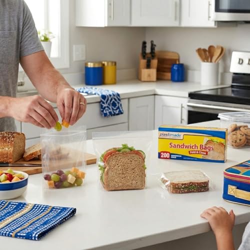 Plastimade Sandwich Bags With Fold & Close Top (6.5 in X 5.5) in 200 Count Pack of 4 - Image 3