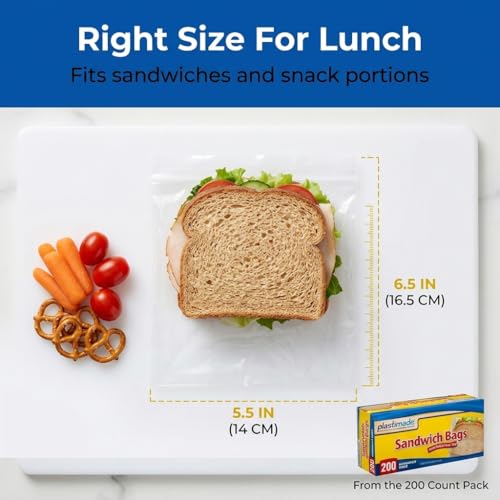 Plastimade Sandwich Bags With Fold & Close Top (6.5 in X 5.5) in 200 Count Pack of 4 - Image 2