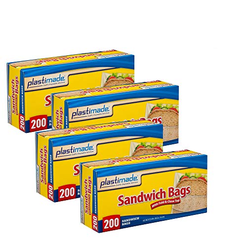 Plastimade Sandwich Bags With Fold & Close Top (6.5 in X 5.5) in 200 Count Pack of 4 - Image 1