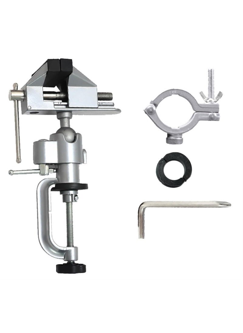 Generic Table Vise,2 in 1 Universal Rotate 360° Work Clamp-On Vise,Table Vice with Electric Drill/Grinder Holder for Woodworking, Drilling, Sawing, Jewelry Making,Metal Working and DIY  - Image 1