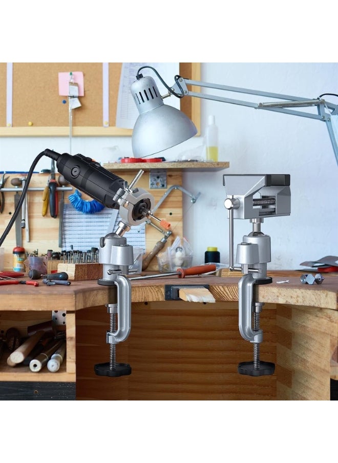 Generic Table Vise,2 in 1 Universal Rotate 360° Work Clamp-On Vise,Table Vice with Electric Drill/Grinder Holder for Woodworking, Drilling, Sawing, Jewelry Making,Metal Working and DIY  - Image 3