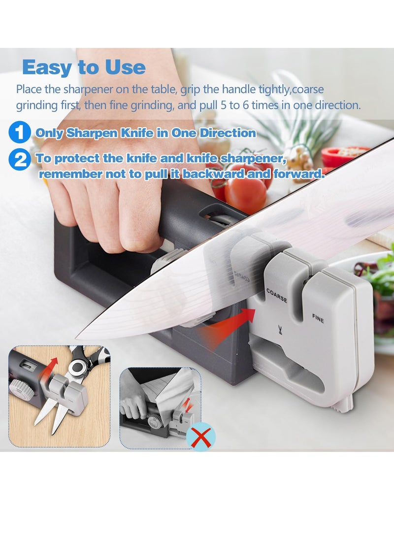 SYOSI Knife Sharpener Professional Knife Sharpener with 5 Adjustable Angle 3-Stage Sharpening Portable Ceramic Sharpening Ergonomic Non-Slip Base Easy to Clean for Kitchen Home Hunting Grey  - Image 3