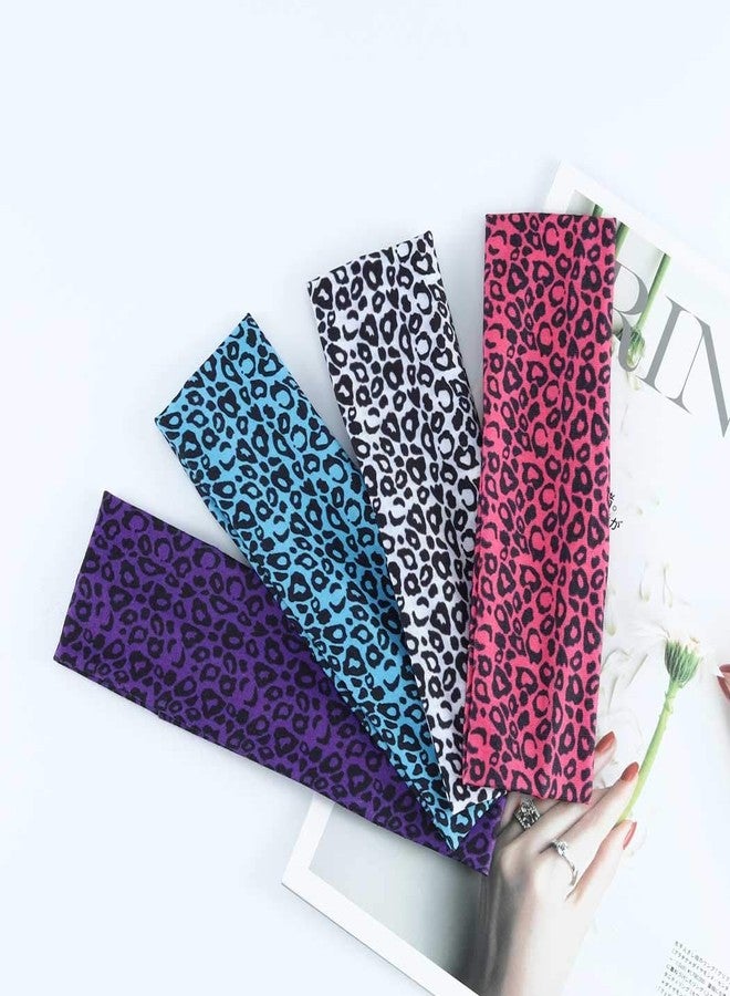 Zoestar Boho Yoga Cheetah Headbands Leopard Print Hair Bands Stretchy Head Wraps Elastic Hair Accessories for Women (Pack of 4) - Image 2