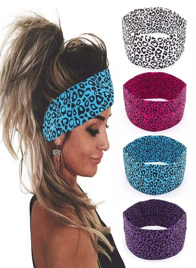 Zoestar Boho Yoga Cheetah Headbands Leopard Print Hair Bands Stretchy Head Wraps Elastic Hair Accessories for Women (Pack of 4) - Image 1