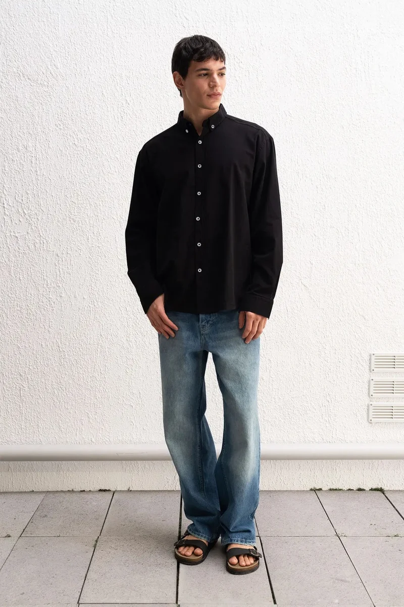 Giesto Black GIESTO Cotton Oversized Button-Up Shirt for Men | Best Price UAE