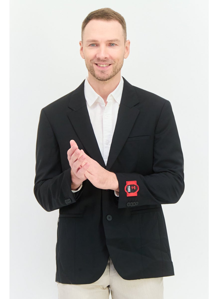 HUGO by Hugo Boss Hugo x Mr Bathing Ape Men Regular Fit Solid Formal Blazer, Black  - Image 1