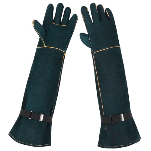 ENPOINT Animal Handling Gloves 236 inch Bite Proof Gloves Anti Scratch Cowhide Leather for Cat Grooming Snake Animal Handling - Image 1