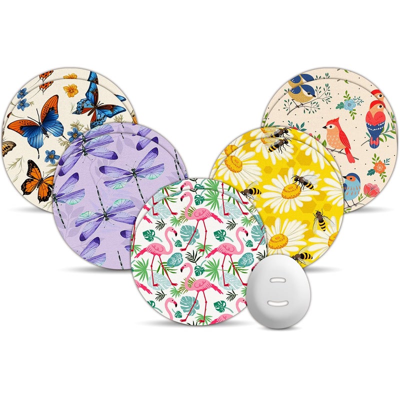 Amolyfe Dexcom G7 Over Patches Waterproof, 10 Pack Dexcom Stelo Overpatches, Bump-Proof with Hard Cap, Breathable, Medical Adhesive, 10-Day CGM Protection (Butterfly & Flamingo) - Image 1