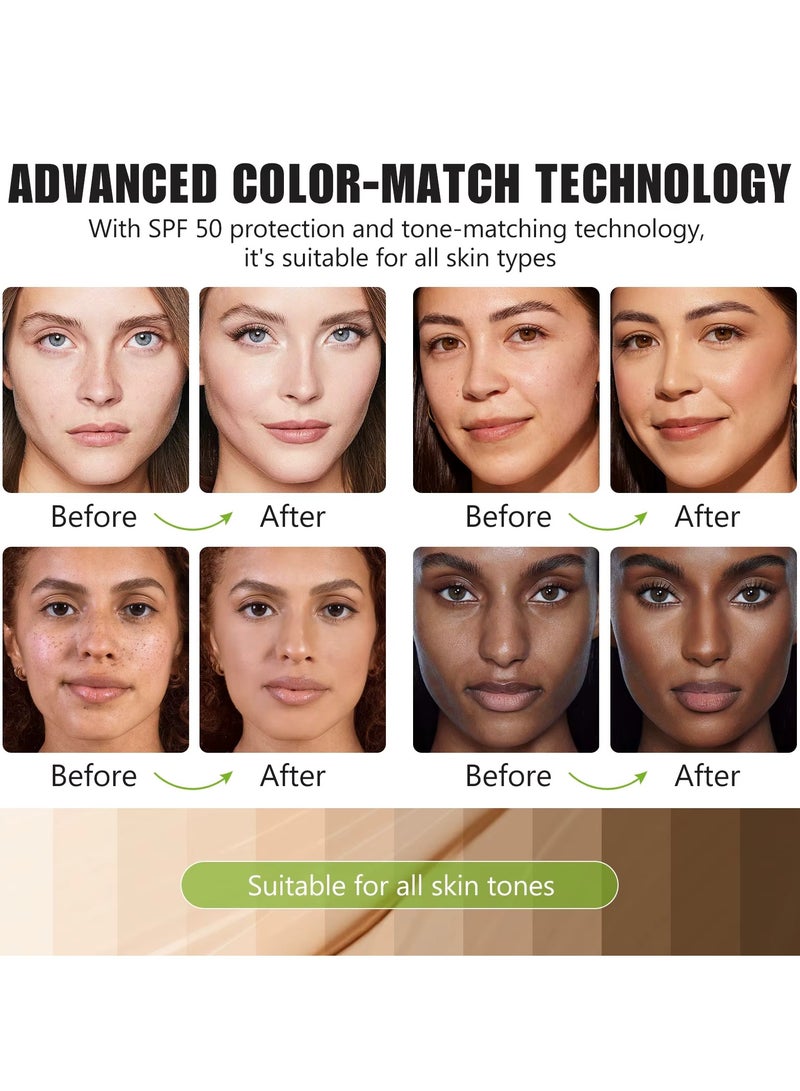 ALIVER كريم أساس متغير اللون خافي العيوب مرطب للوجه للنساء SPF15 أساس مكياج متغير اللون خفيف مرطب 30 مل - Image 4