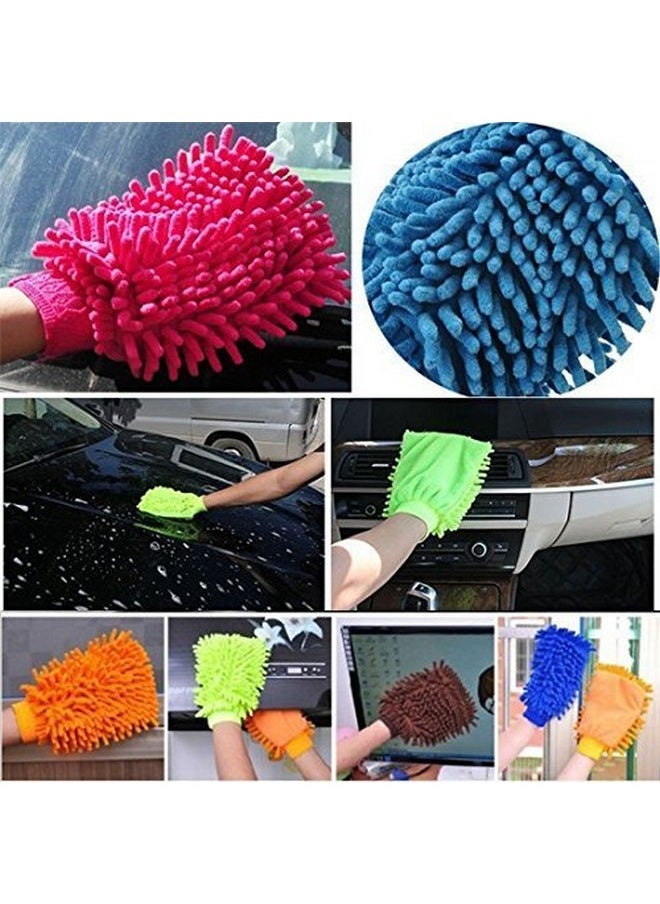 Tim Hawk Microfiber Super Soft Hand Glove (Set Of 2) Duster Washing Mitt Single Side Gloves