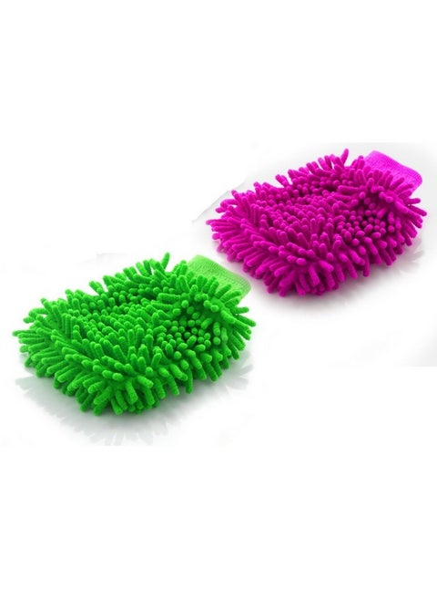 Tim Hawk Microfiber Super Soft Hand Glove (Set Of 2) Duster Washing Mitt Single Side Gloves