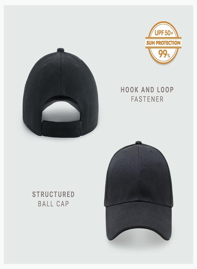 CHOK.LIDS 2 Pack Premium Structured Ball Cap Plain Baseball Caps for Men Women Adjustable Hook and Loop Fastener (Black, 2) - Image 2