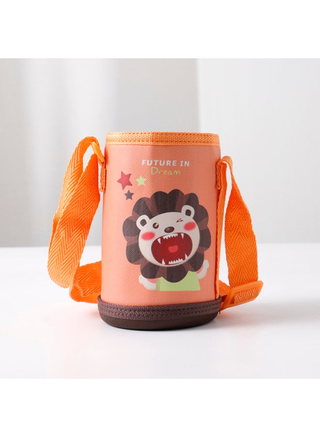 Children's Thermos Cup Cover Universal Thickened Cup Cover Crossbody Portable Rope Anti-fall Protective Cover Insulation Kettle Bag-Color:Thickened And Wear-resistant-orange Lion-Capacity:Default Items - Image 1