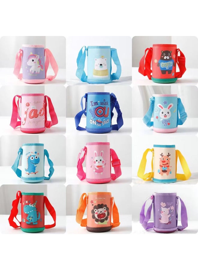 Children's Thermos Cup Cover Universal Thickened Cup Cover Crossbody Portable Rope Anti-fall Protective Cover Insulation Kettle Bag-Color:Thickened And Wear-resistant-orange Lion-Capacity:Default Items - Image 2