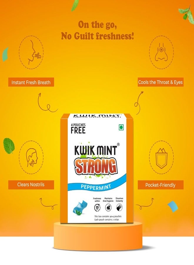 Kwik Mint Kwikmint Premium Strong Sugar-Free Instant Dissolving Mouth Strips | Paper Mint Mouth Freshener for Fresh Breath, Fights Bad Breath - Pack of 1 (88 Strips) - Image 4