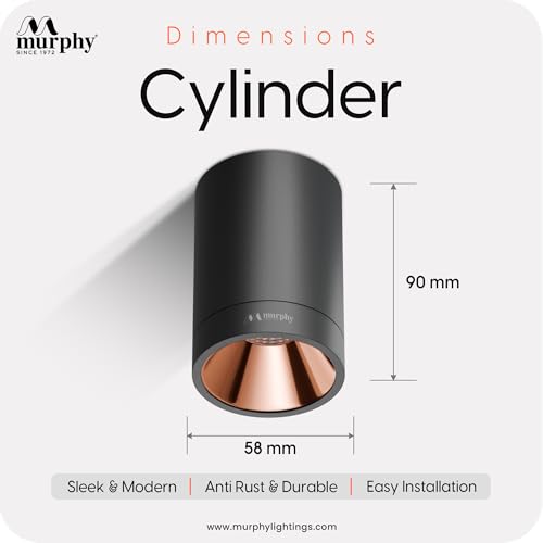 Murphy Aluminium 10W Black Body Cylindrical Surface Mounted Spot Light Down Light (Warm White, Pack Of 8) - Image 4