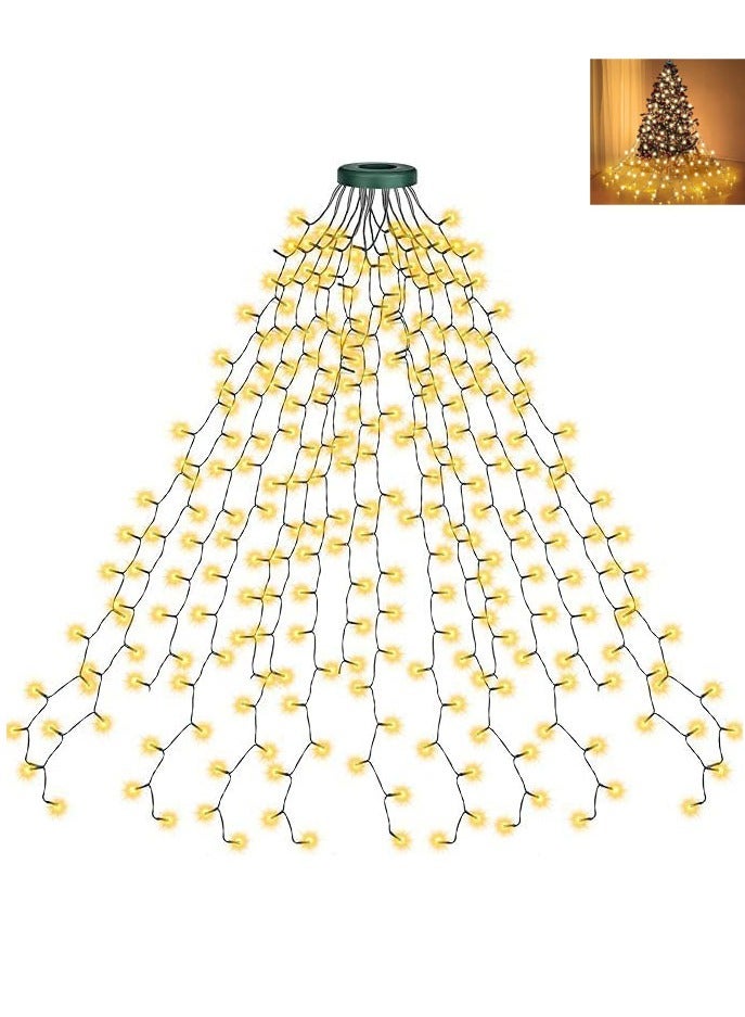 6.6FT Tree Lights with Ring 16 Strings 400 LEDs String Lights with 8 Models & Memory Function Waterproof Tree Lights for New Year Party Decoration Warm Light Christmas - Image 5