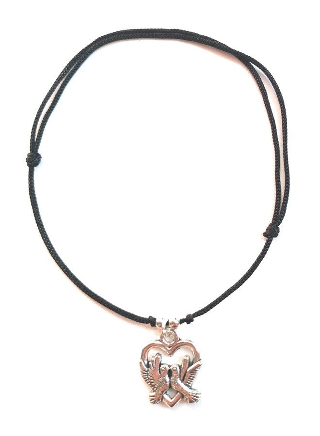 Jyokrish Handmade Adjustable Simple Black Thread twisted hanging Bird with Heart anklet For Women | girls | Nazariya |Payal | Nazar Battu |Free Size |Single Leg - Image 1