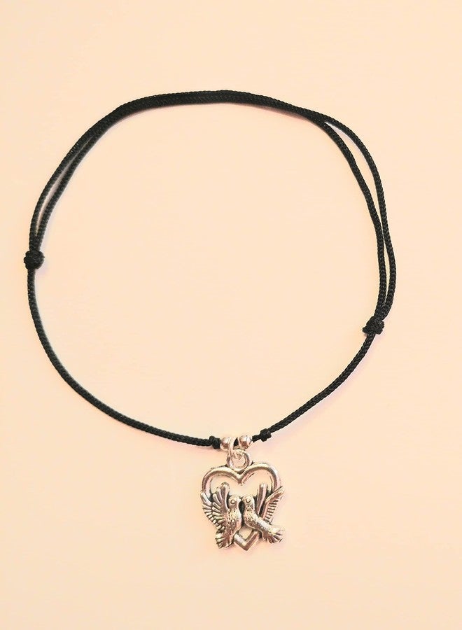 Jyokrish Handmade Adjustable Simple Black Thread twisted hanging Bird with Heart anklet For Women | girls | Nazariya |Payal | Nazar Battu |Free Size |Single Leg - Image 3