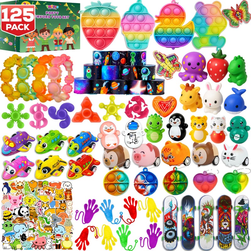 TwCare 125 Pcs Party Favors Fidget Toys Pack Randomly Selected Pop Sensory Set 65 Stickers Gifts for Kids Adults Boy Girl Stocking Stuffers Autistic Goodie Bag Filler Treasure Box Classroom Prizes School - Image 2