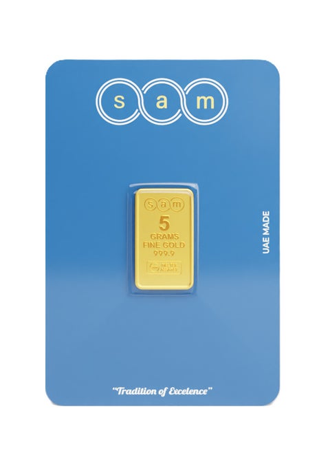 SAM GOLD - 5g Gold Bar Fine Gold 999.9 Purity  - 5 Grams