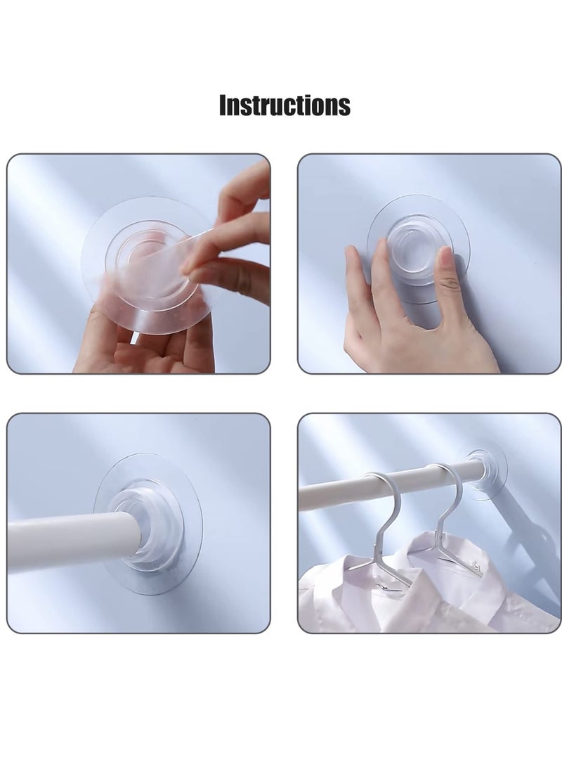 Excefore Self Adhesive Telescopic Rod Holder, Mounted-Free Shower Curtain Pole Support, No Drilling Clothes Bar Bracket, Multipurpose Tension Retainer, Non Displacement, Strong Bearing, Capacity, 4pcs  - Image 5