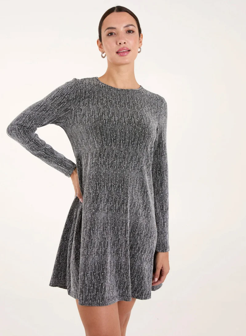 بلو فانيلا فستان سوينج لامع بالماس