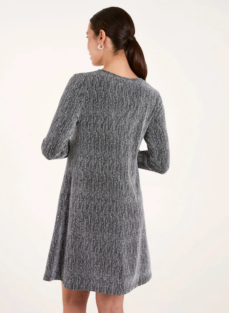 بلو فانيلا فستان سوينج لامع بالماس