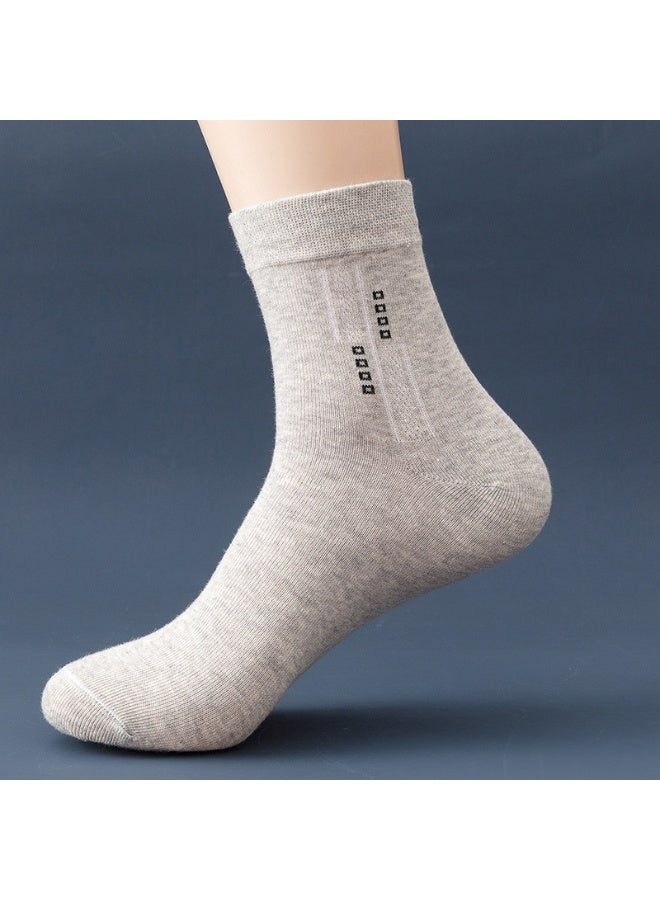 5 pairs of men's cotton round neck socks: mid to small legs, formal socks, moisture wicking, suitable for all seasons, striped pattern, multiple colors, suitable for business casual wear (5 colors) - Image 5