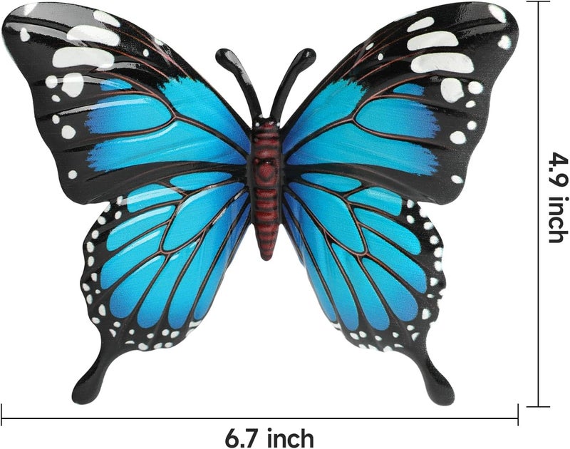 LSFFM 4 Pack Metal Butterfly Decorations, 6.7 in Butterfly Wall Art Sculpture Hanging Decor, Metal Butterflies Outdoor Decor for The Garden, Patio, Fence, Home, and Yard - Image 2