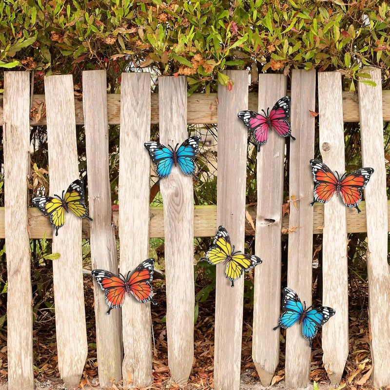 LSFFM 4 Pack Metal Butterfly Decorations, 6.7 in Butterfly Wall Art Sculpture Hanging Decor, Metal Butterflies Outdoor Decor for The Garden, Patio, Fence, Home, and Yard - Image 5