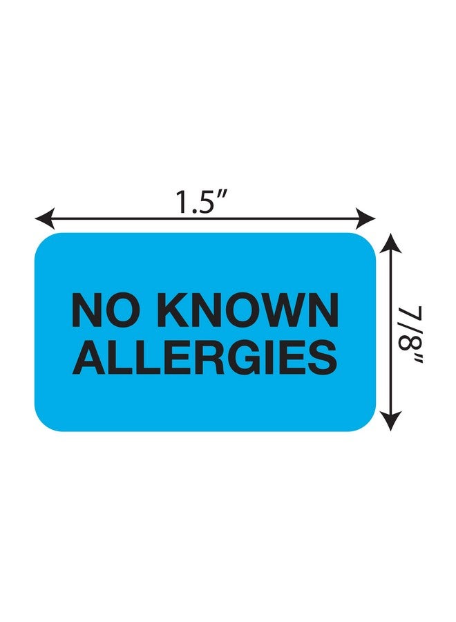 Tabbies Medical Allergy Label, Light Blue, 1-1/2"W x 7/8" H, NO Allergies 250 Labels/Roll (MAP1510) - Image 1