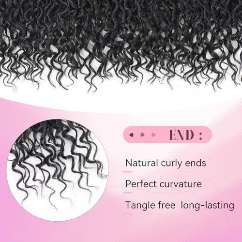Aipin Long New Goddess Locs Crochet Hair 22 Inch Boho River Locs Hippie Locs Wavy Crochet With Curly Hair In Middle And Ends Braids Hair Extensions (8 Packs,22 inch, 1B) - Image 5