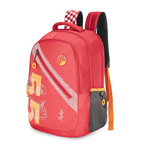 Skybags Casual Backpack 34L with 3 Spacious Compartments, Front Pocket & Built to Last Shoulder Strap | Red | Riddle - Image 2