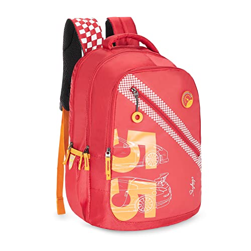 Skybags Casual Backpack 34L with 3 Spacious Compartments, Front Pocket & Built to Last Shoulder Strap | Red | Riddle - Image 3