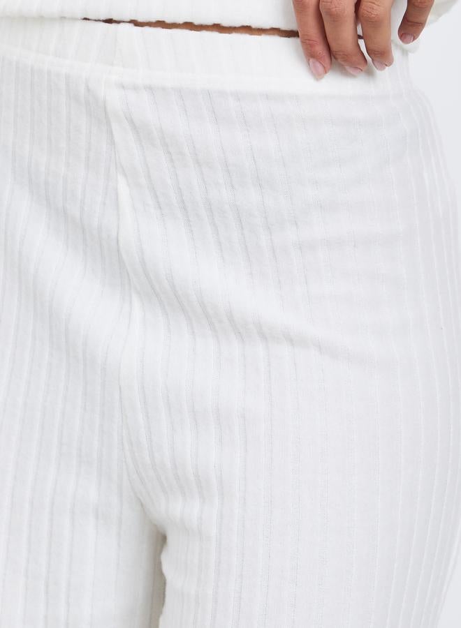 Styli Off White Ribbed Knit Wide Leg Pants - Image 3