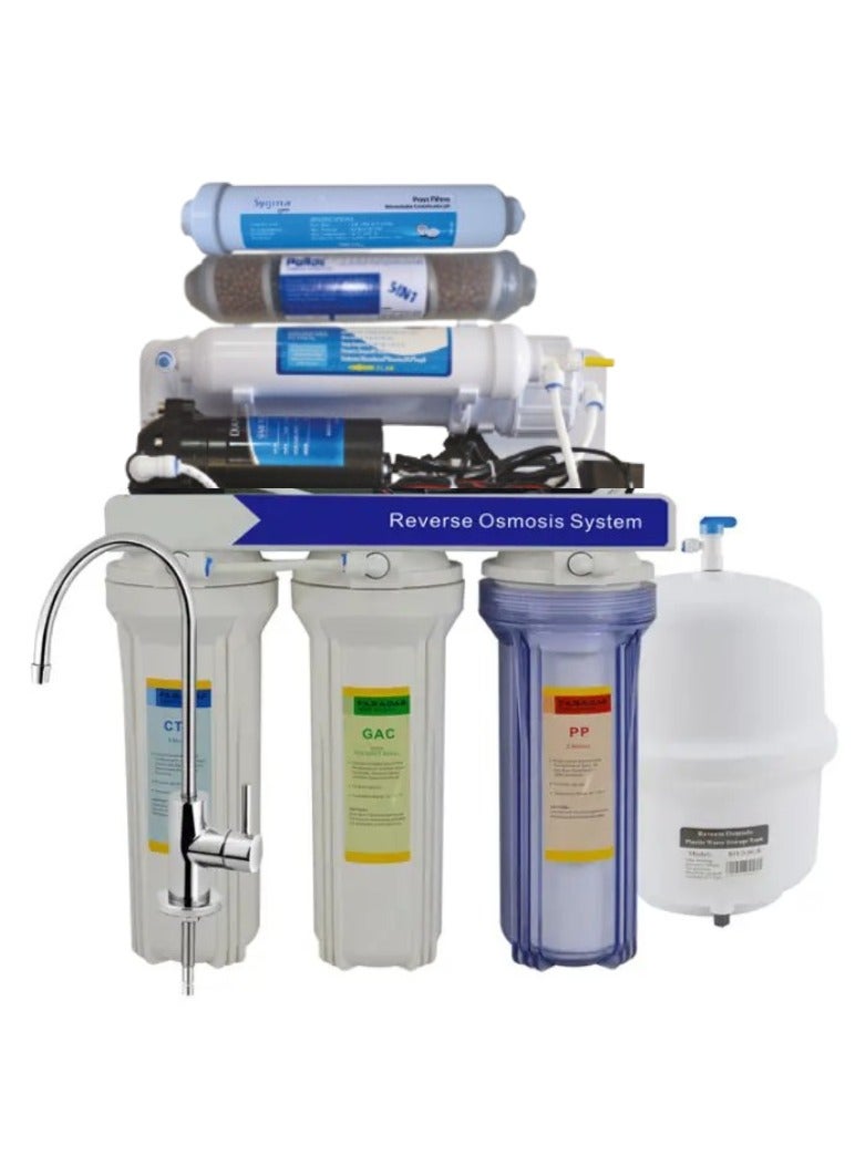 7 Stages RO Water Filteration system with Alkaline Filterfor Drinking -Reverse Osmosis with Alkaline Filter-under sink water filter system with 5 Gallon water tank,faucet and Booster Pump- For Home,Office - Image 1