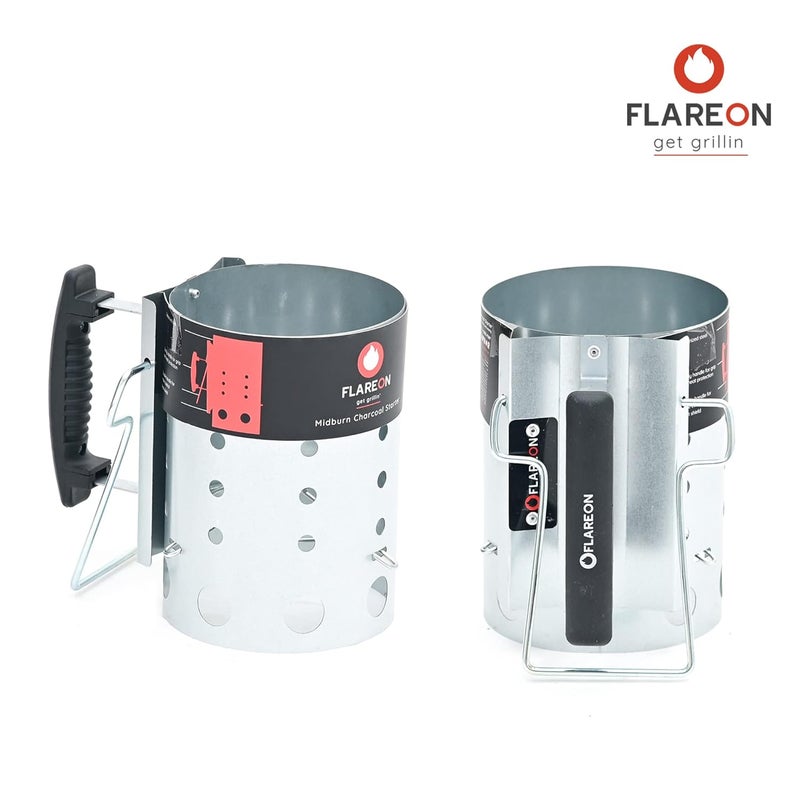 Flareon MIDBURN Barbeque BBQ Charcoal Grill Chimney Fire Starter Lighter Briquette Coal Fire Starter Accessory - Image 2