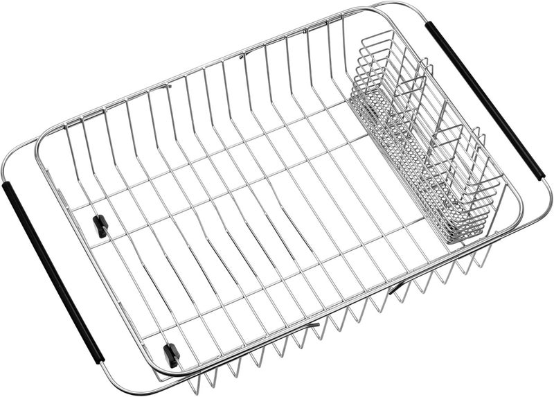 iPEGTOP Expandable Dish Drying Rack Organizer and Utensil Cutlery Holder 304 Stainless Steel Over Sink Dish Rack Dish Drainer in Sink or On Counter Rustproof - Image 1