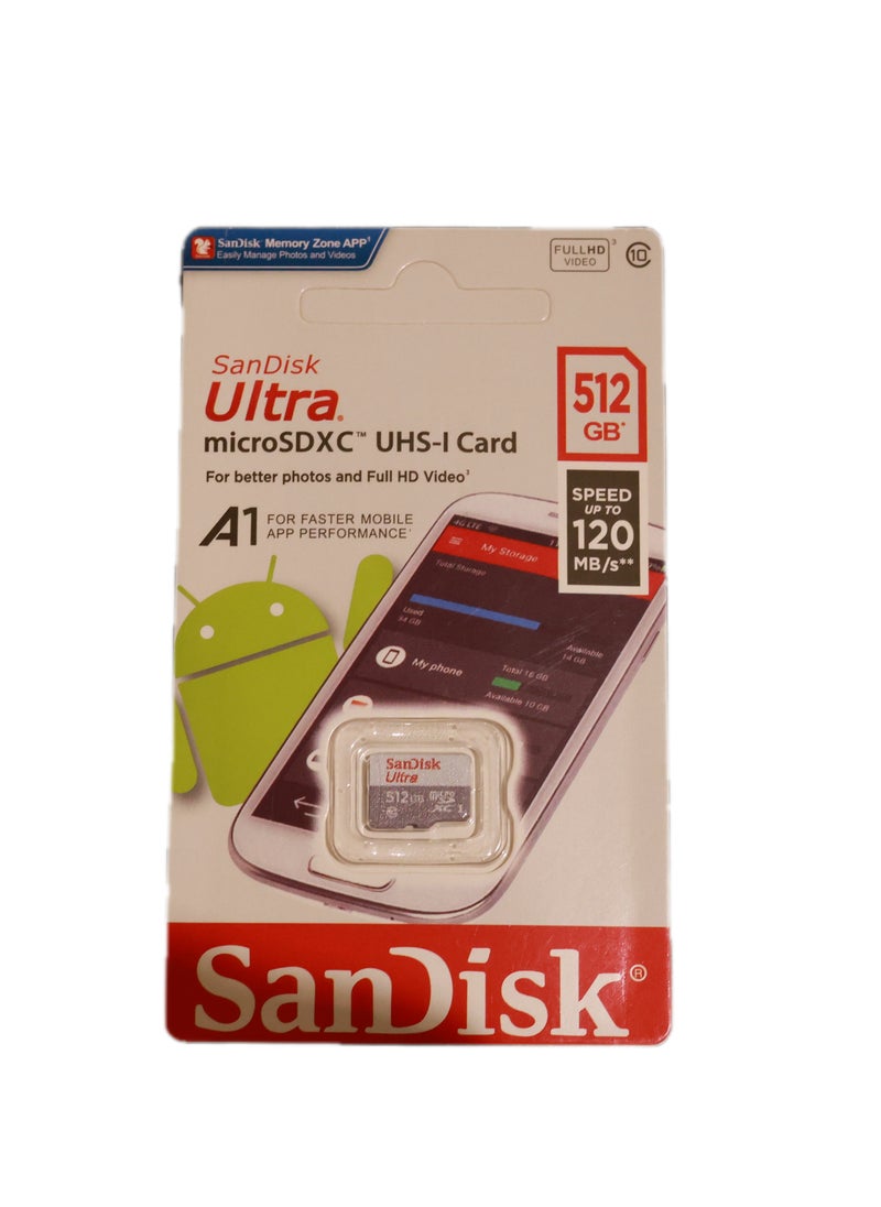 Sandisk SanDisk Ultra micro SDXC UHS-| Card For better photos and Full HD Video 512GB 120MB/S 